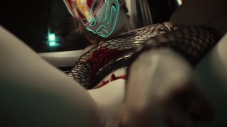 Hot Pussy in stockings fingers herself in the car - close up vibrator