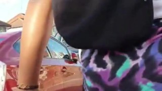 PUBLIC UPSKIRT Voyuer - Thick Booty Latina Ebony in Revealing Mini Skirt 