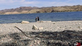 Kissing Outside in the Colorado River and Rimming Jamie Stone with Anal and Pussy Cream Pie