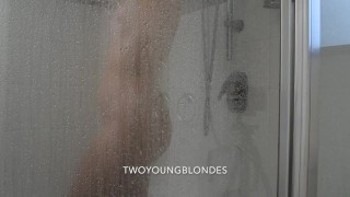 Hotel shower with hot teen blonde