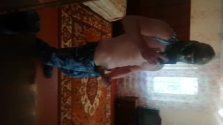 Russian sports military straight guy jerking off big cock