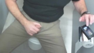 Jerking-off in the office toilet stall