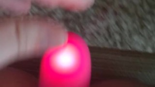 Locked sissy makes her vibrator and clit bounce