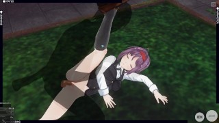 3D HENTAI Konno Yuuki gets fucked in the yard and takes a creampie