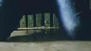 Teen ftm Jamie ♡ secretly pissing into the warehouse after work 