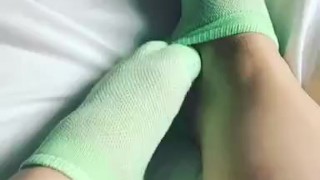 Taking off my sweaty socks 