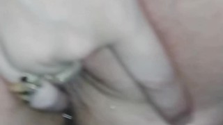Fingering my extremely tight ass while playing with my pussy in the bath!!