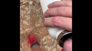 Drinking my own piss! Horny and thirst on a hike 