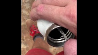 Drinking my own piss! Horny and thirst on a hike 