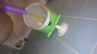 Pee Piss TOYS! HAIRY Bathroom Fetish Slut PEES STANDING Uses Go Girl Boy Potty Training Urinal