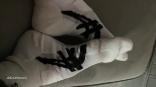 Little Asics White Socks Small Feet Toe Wiggling Trailer