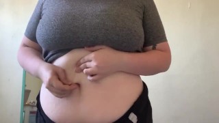 Showing off my outfit with some teasing and belly play