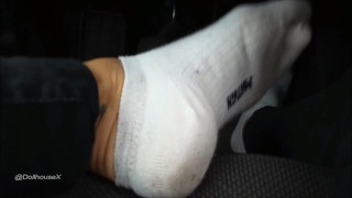 Hot Little Feet Tease On A Car Dashboard Trailer