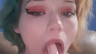 19 year old e-girl sucking a dildo with deepthroat