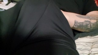 BIG COCK INSIDE BLACK GLOSSY BOXERS CALVIN KLEIN FETISH 