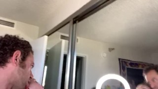 Teen fucks her teacher in front of the mirror 