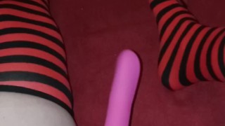 Teen massaging pussy and clit to squirting orgasms with legs shaking and squirming!!