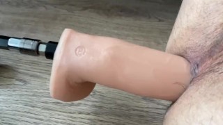 cumshot while assfucked by machine