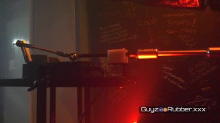 Spirits in the Playroom sees a rubber guy in solo action with a fucking and sucking machines