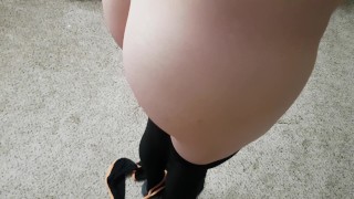 Spanking fetish sexy butt sissy boy panties wearing gloves stockings tekashibis skirt