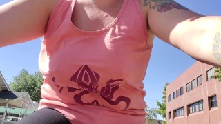 Why am I so popular on my way to work? Bouncing titties, flash