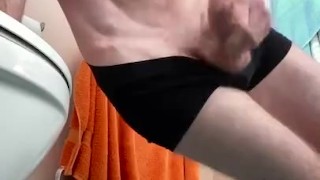 HOT LOAD OF CUM from cumming big dig married straight guy. Wanking masturbating secretly bathroom 
