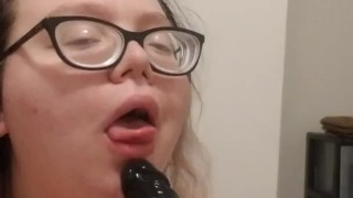 Sloppy dildo blowjob