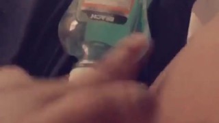 Naughty girl playing with mouthwash