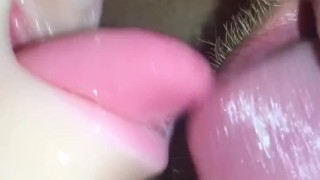 Hot closeup of Real Mouth Stroker giving an incredible blowjob. Oral Cream Pie w/ Slow Motion Bonus 