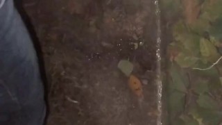 Wife & I pee together outside near our campsite. She uses her GoGirl / Shewee to pee while standing 