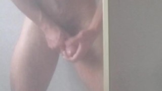 Wanking that big cock n balls in mate's shower