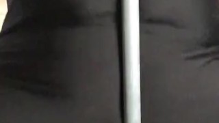 Humping a pole wearing my shiny spandex. Also more spanks :)