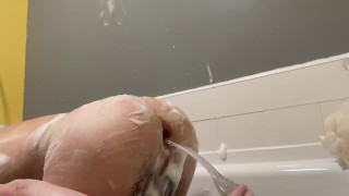 Soapy Femboy Pounds Ass In Bath 