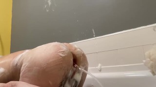 Soapy Femboy Pounds Ass In Bath 