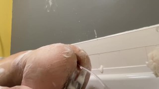 Soapy Femboy Pounds Ass In Bath 