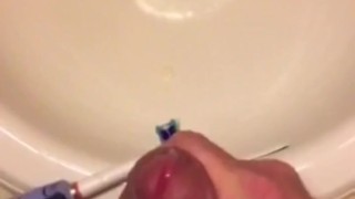 #FRESHCUMBREATH Mis-placed the whitening toothpaste, I guess a few cum drops will have to do for now