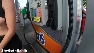 Quick Bit - Flashing my Pussy and Tits at a Gas Station!