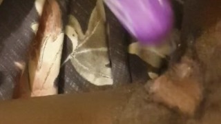 Creamy dildo play while people are home