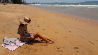 Up Dress NO PANTIES at Public Beach # Public Flashing