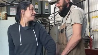 Petite MILF MANIA! Sex at work, too busy to fuck at home? Real amateur couple has quickie creampie