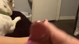 Transgirl bust hot, creamy load after edging #trans #cum #whitedick #caught