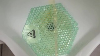 SOFT UNCUT COCK PISSING IN URINAL