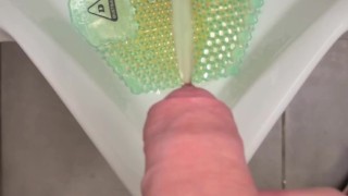 SOFT UNCUT COCK PISSING IN URINAL