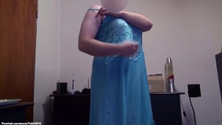 Fake Boobs 6: FF-Cup in boobfree lingerie and long dress. Strapon Tits. No Audio