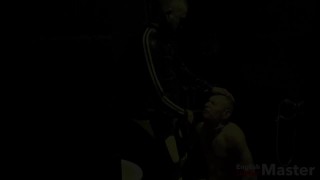 Naked slave pissed on and soaked with piss by rubber Master PREVIEW