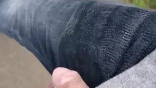 Walking with cock and ball out