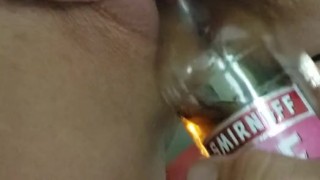 Getting fucked by my beer bottle and taking a drink 