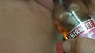 Getting fucked by my beer bottle and taking a drink 