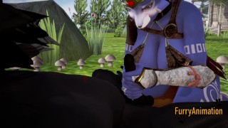 Furry Hentai 3D - Blue Wolf and Black Wolf sex in the forest