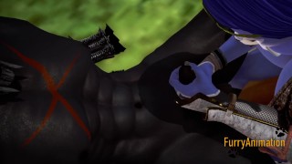 Furry Hentai 3D - Blue Wolf and Black Wolf sex in the forest